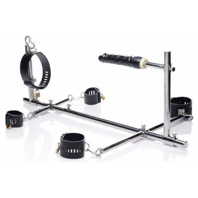 Bondage - Master Series - Imprisoned Metal Stockade With Dildo Master Series Sensations plus