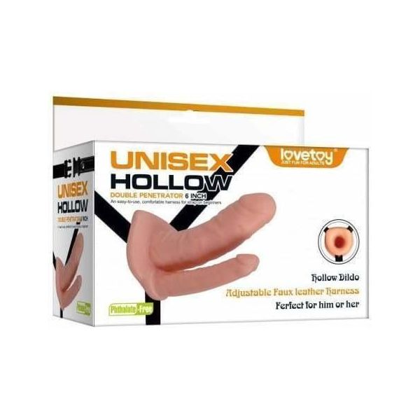 Harnais - Unisex Hollow - Strap-On Double Pénétration 6 pouces Unisex Hollow Sensations plus