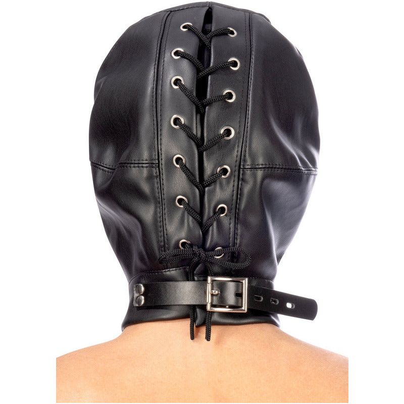 Masque BDSM - FetishTentation - Cagoule en Simili-cuir yeux et bouche ouverts FetishTentation Sensations plus