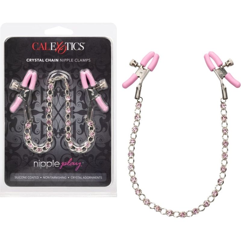 Pinces à Seins - CalExotics - Nipple Play Crystal Chain Nipple Clamps Pink CalExotics Sensations plus