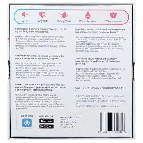 Pinces à Seins - Lovense - Gemini Lovense Sensations plus