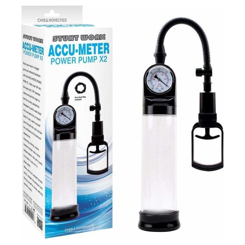 Pompe à Pénis - Stunt Worx - Accu-Meter Power Pump X2 Stunt Worx Sensations plus
