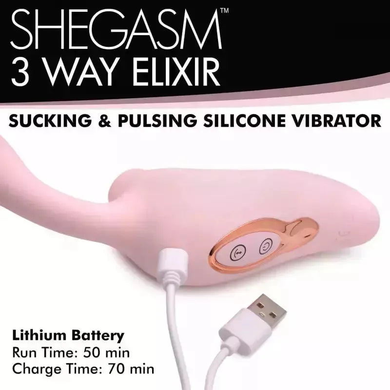 Vibrateur à Succion - Shegasm - 3 Way Elixir Sucking and Pulsing Vibrator Shegasm Sensations plus