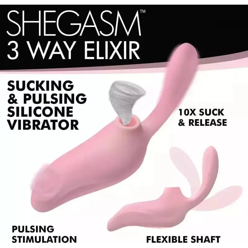 Vibrateur à Succion - Shegasm - 3 Way Elixir Sucking and Pulsing Vibrator Shegasm Sensations plus