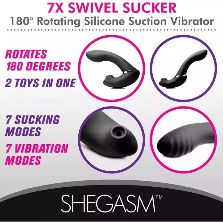 Vibrateur à Succion - Shegasm - 7X Swivel Sucker 180 Rotating Shegasm Sensations plus